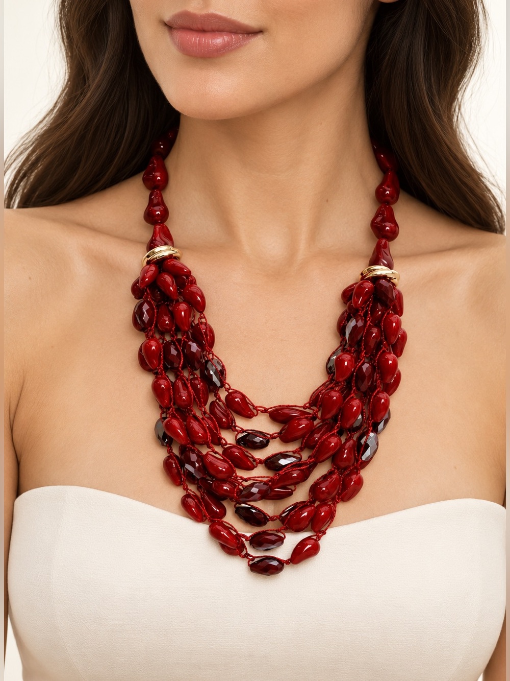 Crimson Cascade Statement Necklace